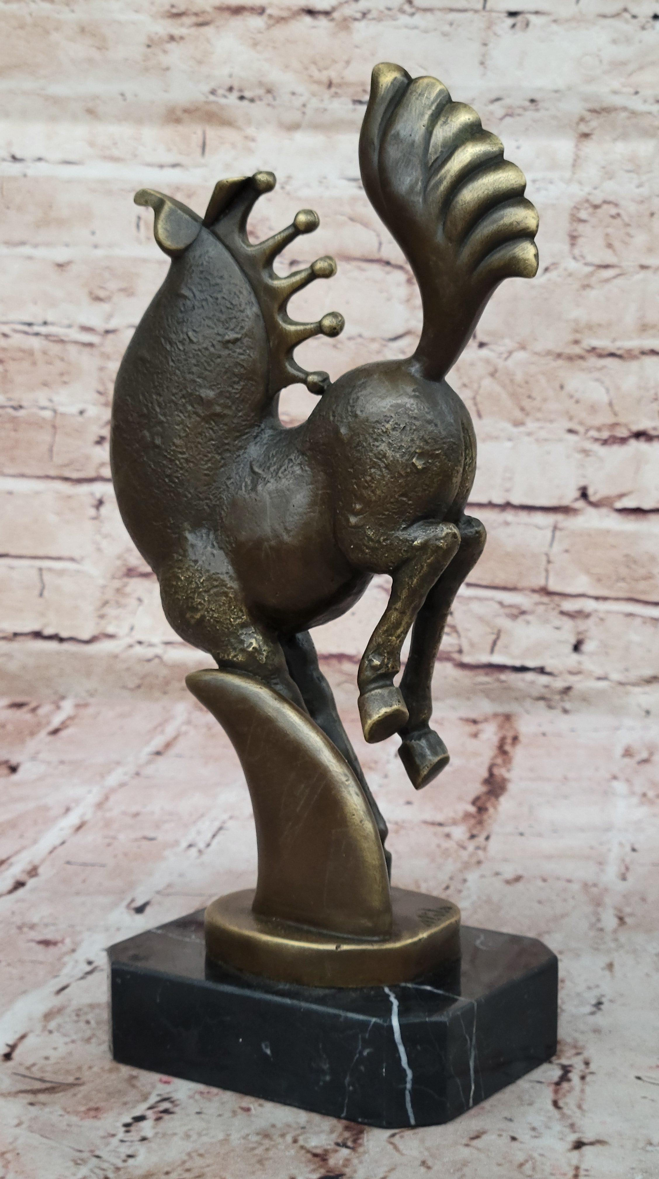 Rearing Horse Bronze Sculpture - Abstract Equestrian Wildlife Art