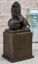 Regius Palace Chinese Guardian Lion & Earth Globe Bronze