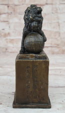 Regius Palace Chinese Guardian Lion & Earth Globe Bronze