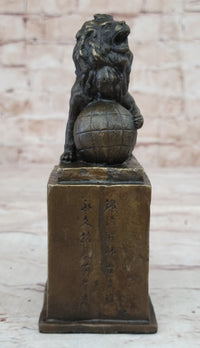 Regius Palace Chinese Guardian Lion & Earth Globe Bronze