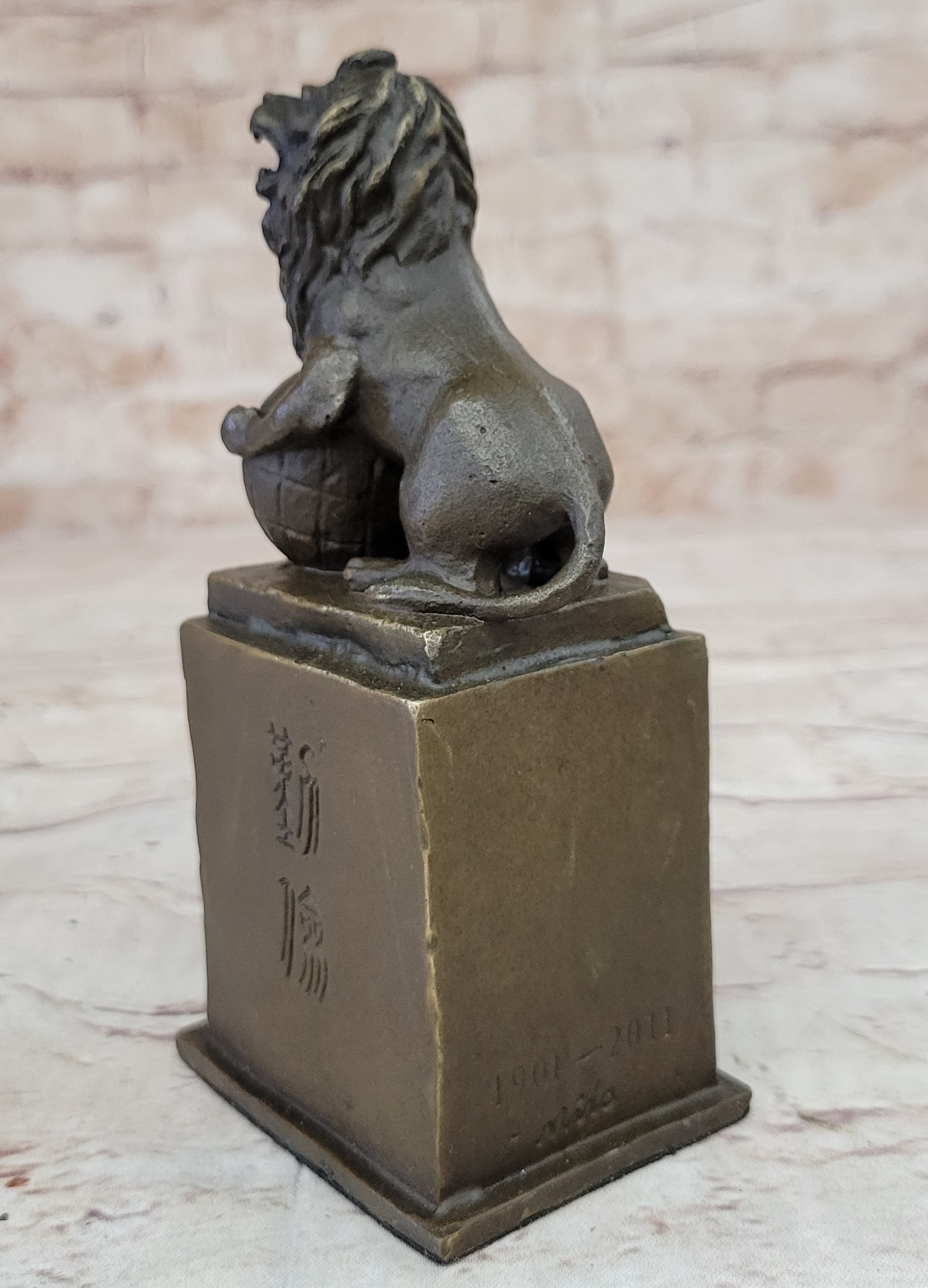 Regius Palace Chinese Guardian Lion & Earth Globe Bronze