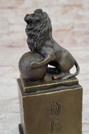 Regius Palace Chinese Guardian Lion & Earth Globe Bronze