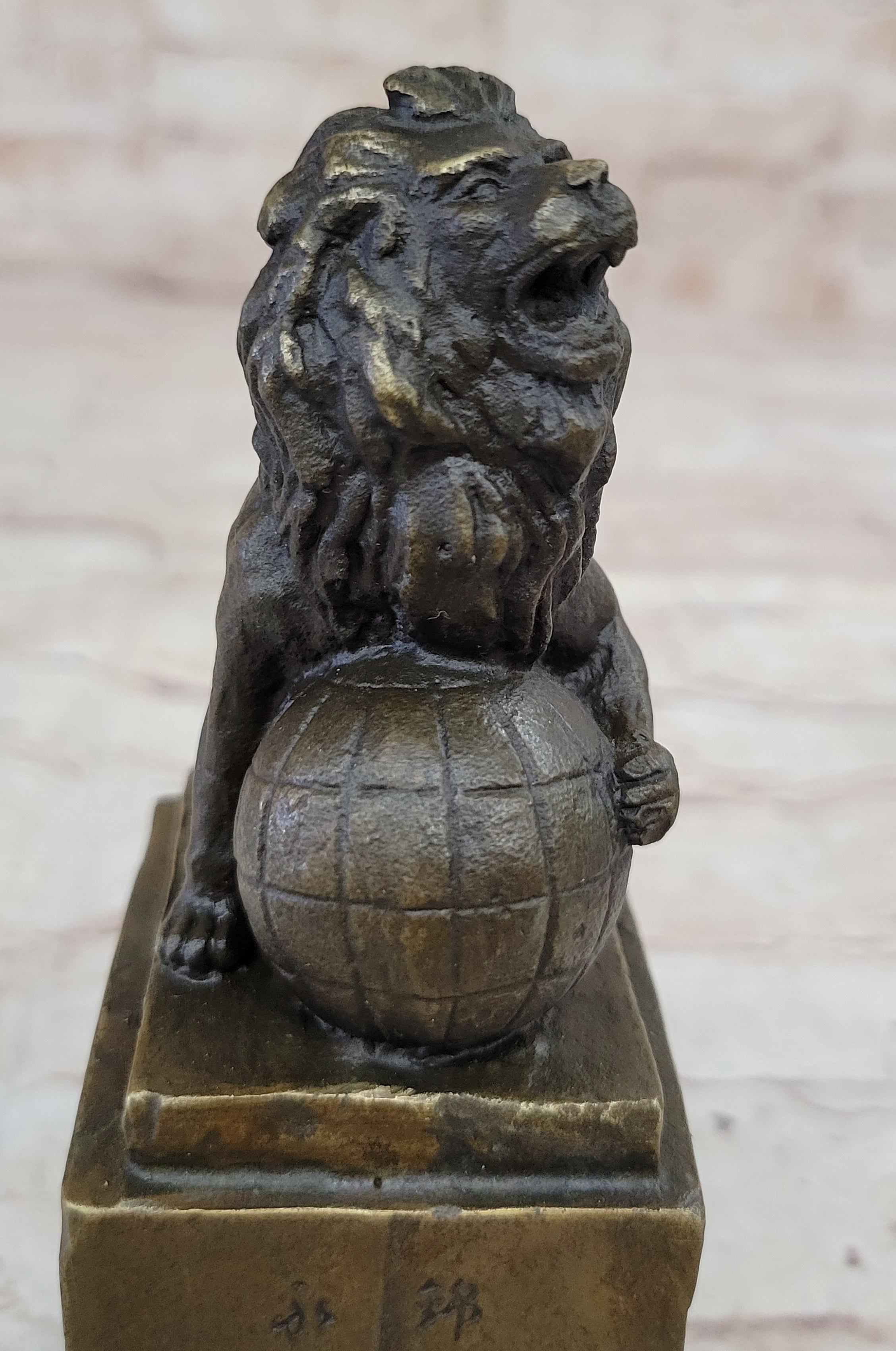 Regius Palace Chinese Guardian Lion & Earth Globe Bronze