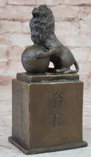 Regius Palace Chinese Guardian Lion & Earth Globe Bronze