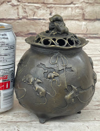 Chinese Year of the Rat Bronze Metal Incense Burner