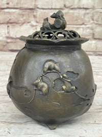 Chinese Year of the Rat Bronze Metal Incense Burner