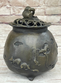 Chinese Year of the Rat Bronze Metal Incense Burner