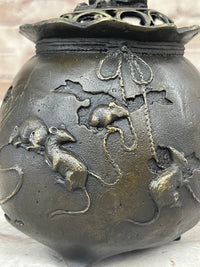 Chinese Year of the Rat Bronze Metal Incense Burner