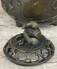 Chinese Year of the Rat Bronze Metal Incense Burner
