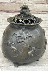 Chinese Year of the Rat Bronze Metal Incense Burner