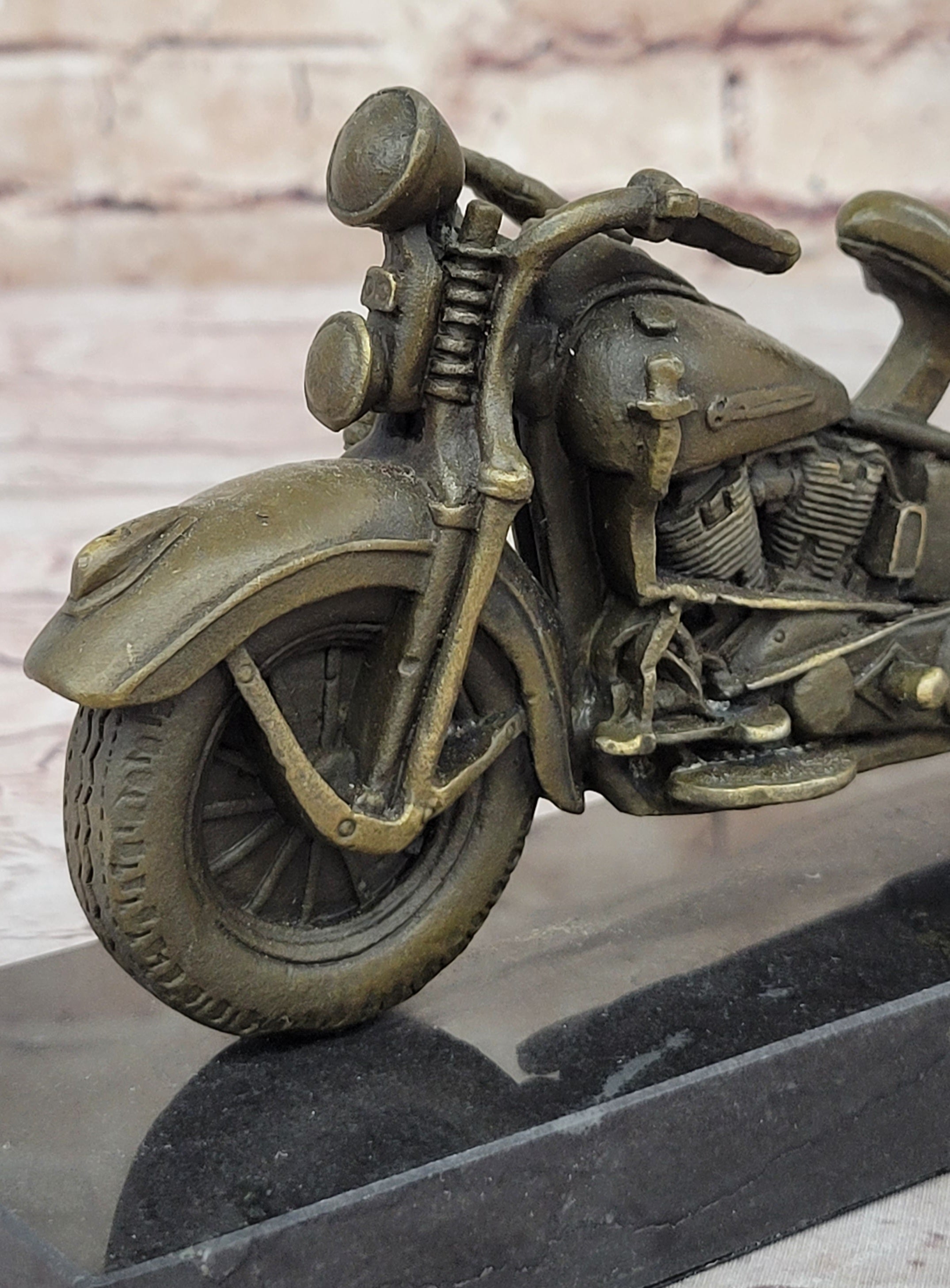 Signed Hot Cast Harley Davidson Motorcycle Bronze Sculpture