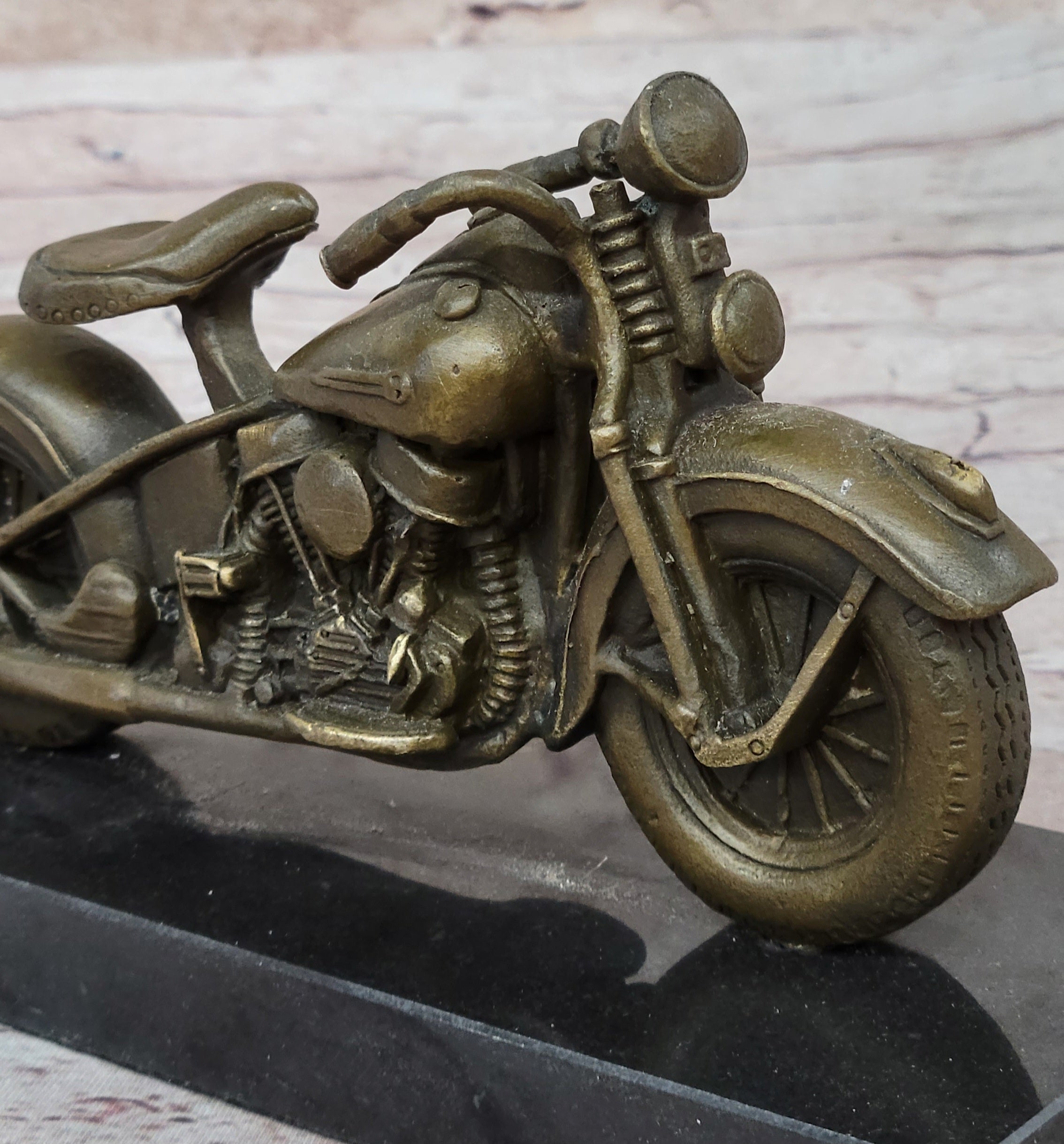 Signed Hot Cast Harley Davidson Motorcycle Bronze Sculpture
