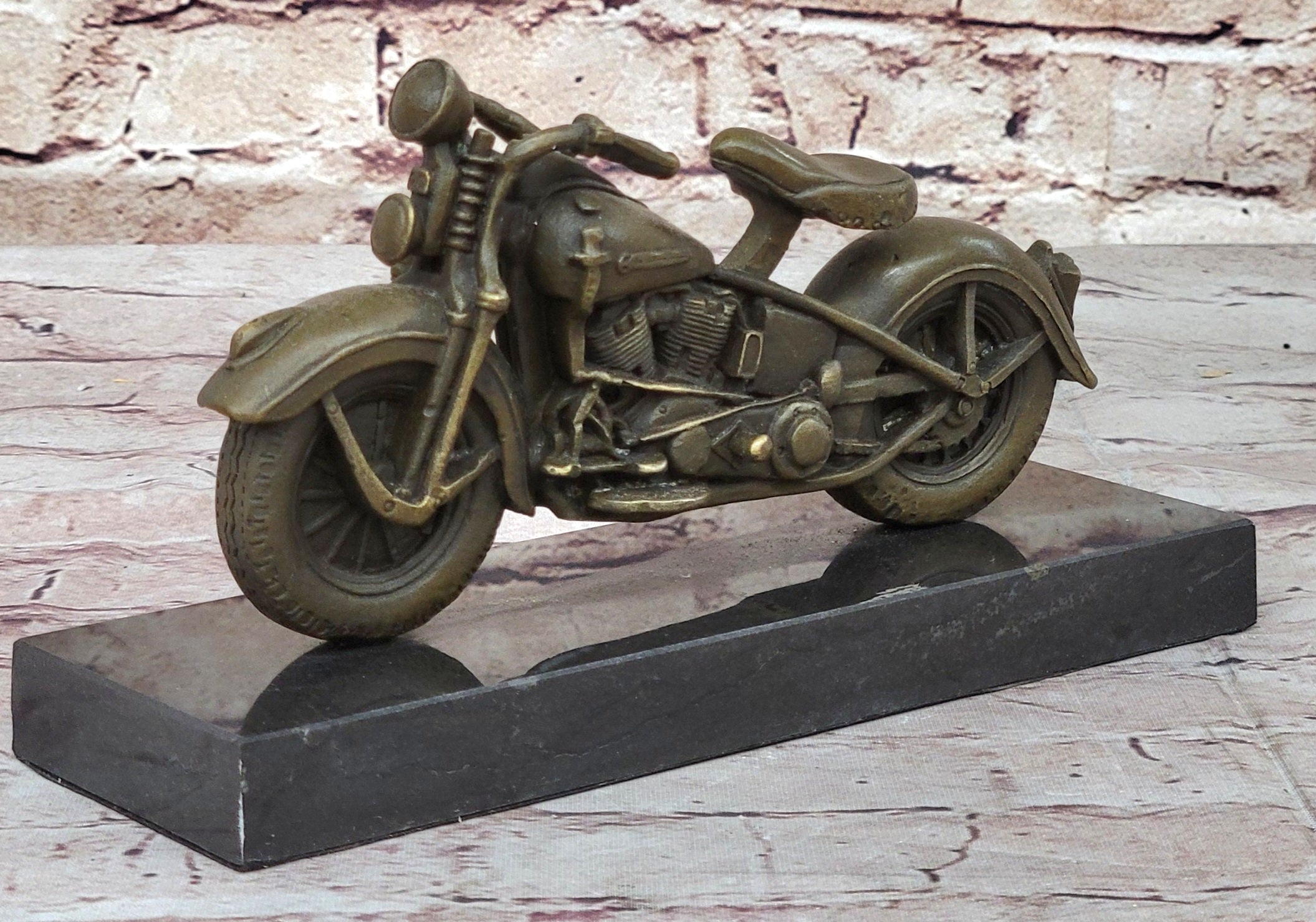 Signed Hot Cast Harley Davidson Motorcycle Bronze Sculpture