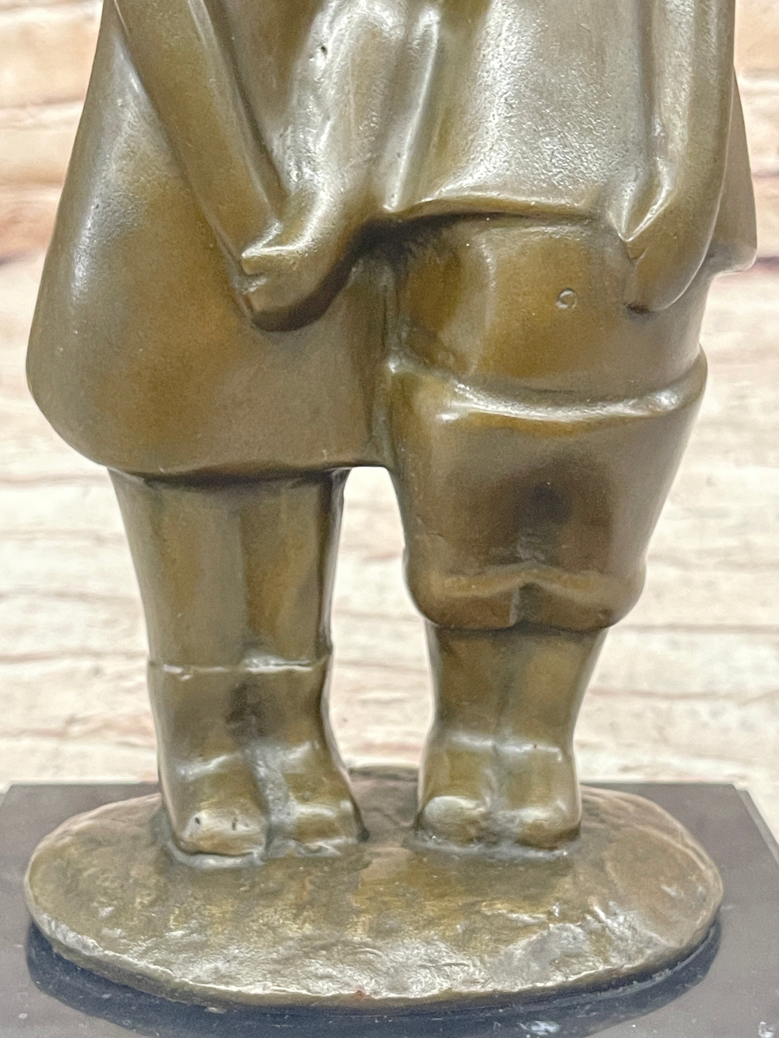 Chinese Children Brother and Sister Posing for Picture Bronze by Zhang