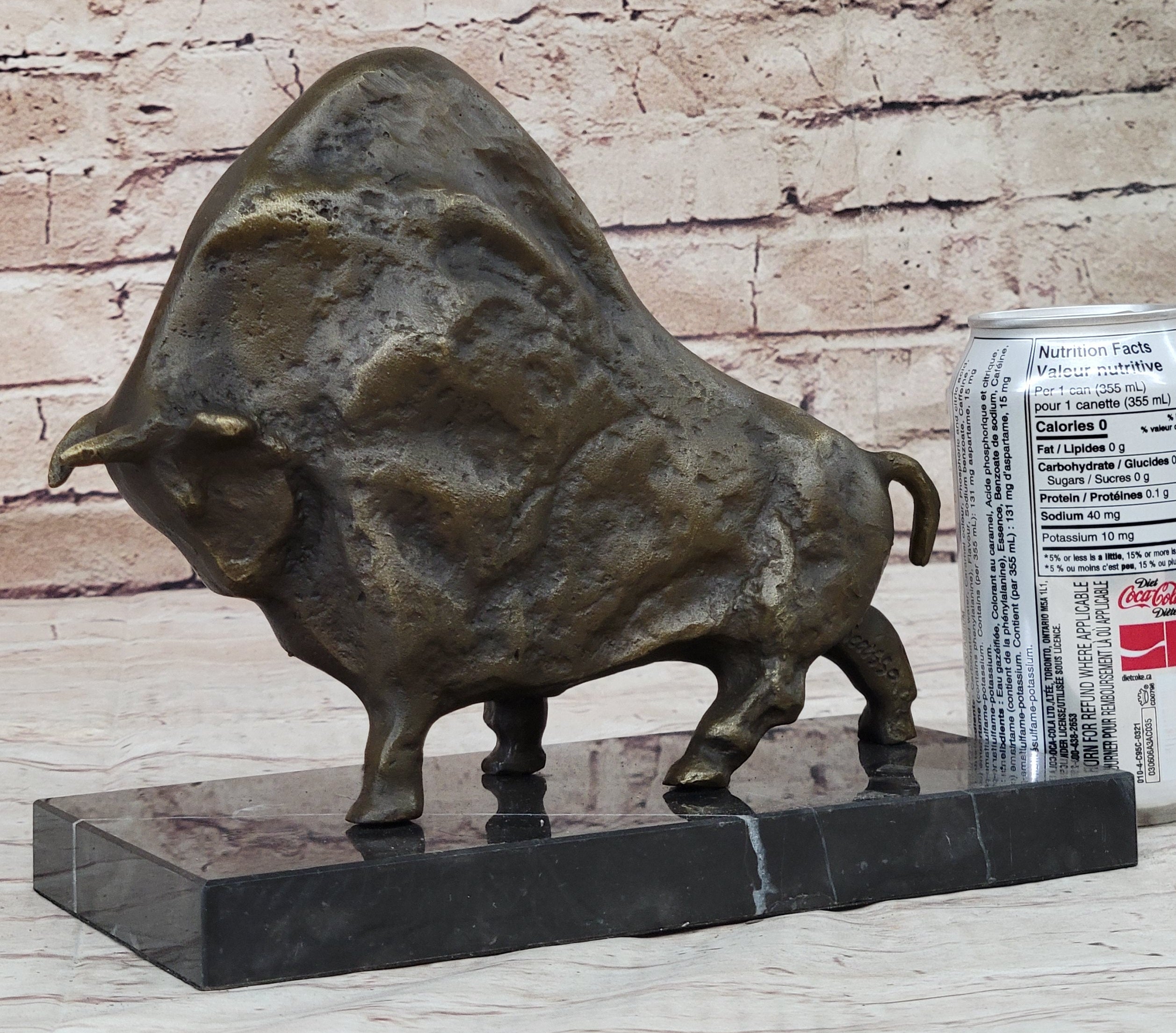 Abstract Picasso Bull Bronze Sculpture on Marble Base