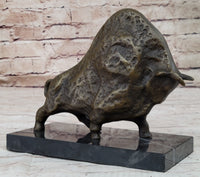 Abstract Picasso Bull Bronze Sculpture on Marble Base