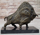 Abstract Picasso Bull Bronze Sculpture on Marble Base