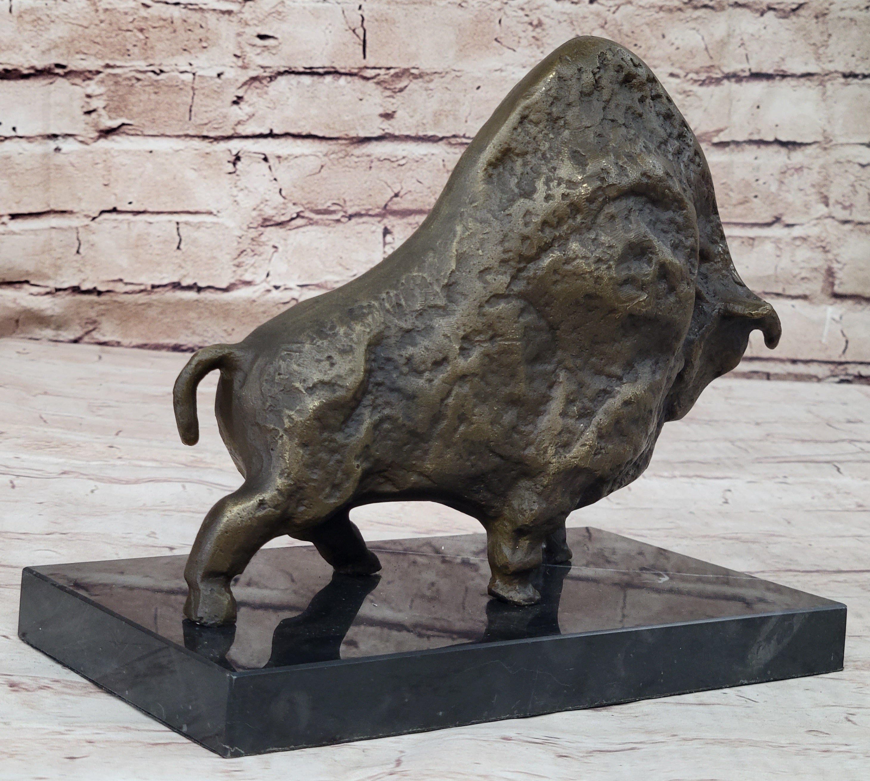 Abstract Picasso Bull Bronze Sculpture on Marble Base