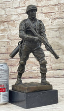 Signed Original Artwork by Milo Soldier Holding Rifle Bronze Sculpture