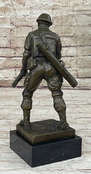 Signed Original Artwork by Milo Soldier Holding Rifle Bronze Sculpture