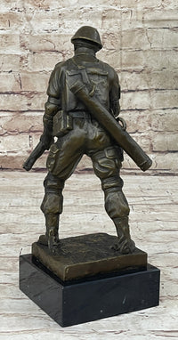 Signed Original Artwork by Milo Soldier Holding Rifle Bronze Sculpture