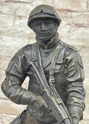 Signed Original Artwork by Milo Soldier Holding Rifle Bronze Sculpture