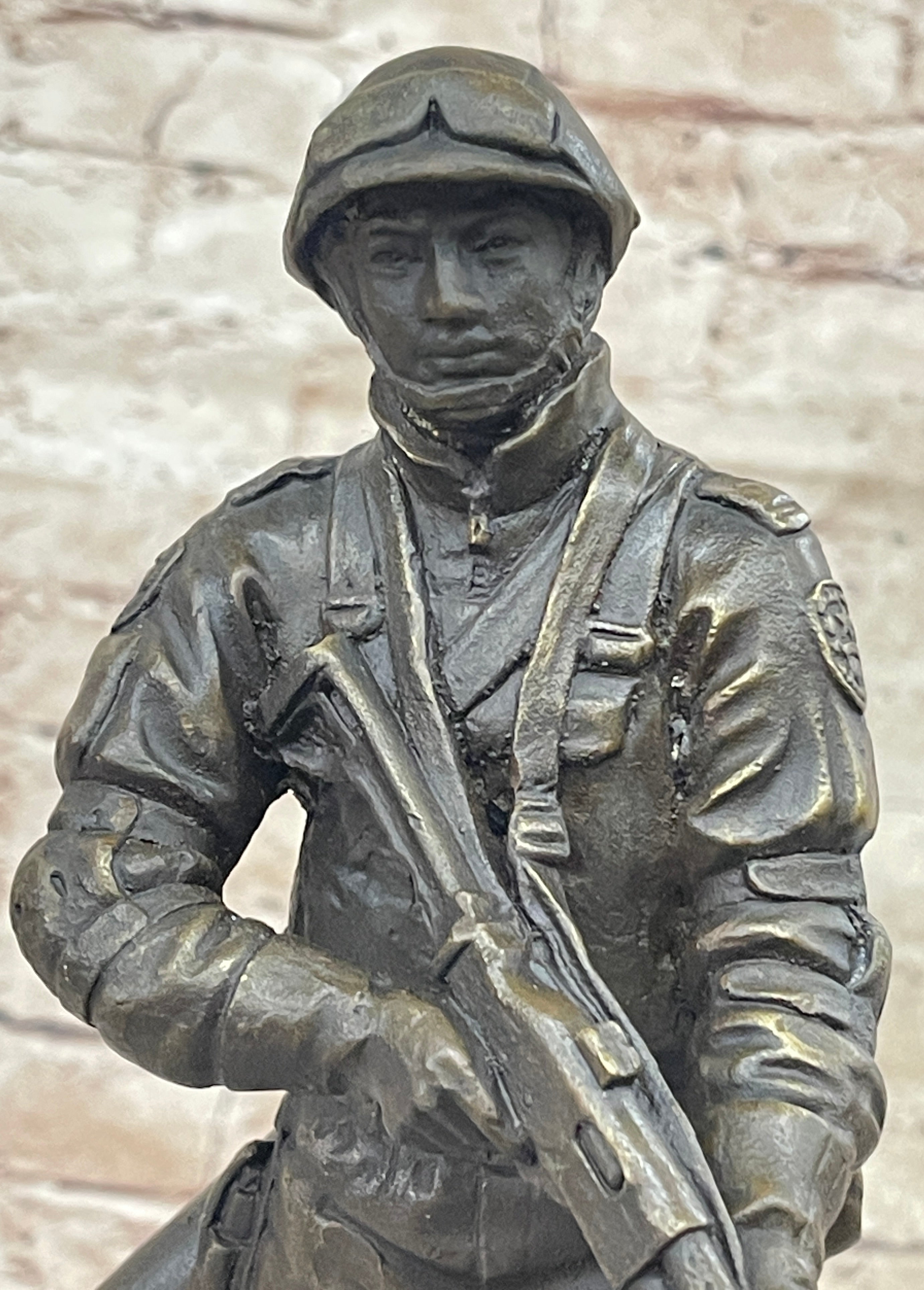 Signed Original Artwork by Milo Soldier Holding Rifle Bronze Sculpture