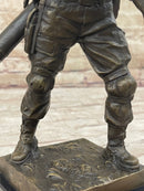 Signed Original Artwork by Milo Soldier Holding Rifle Bronze Sculpture