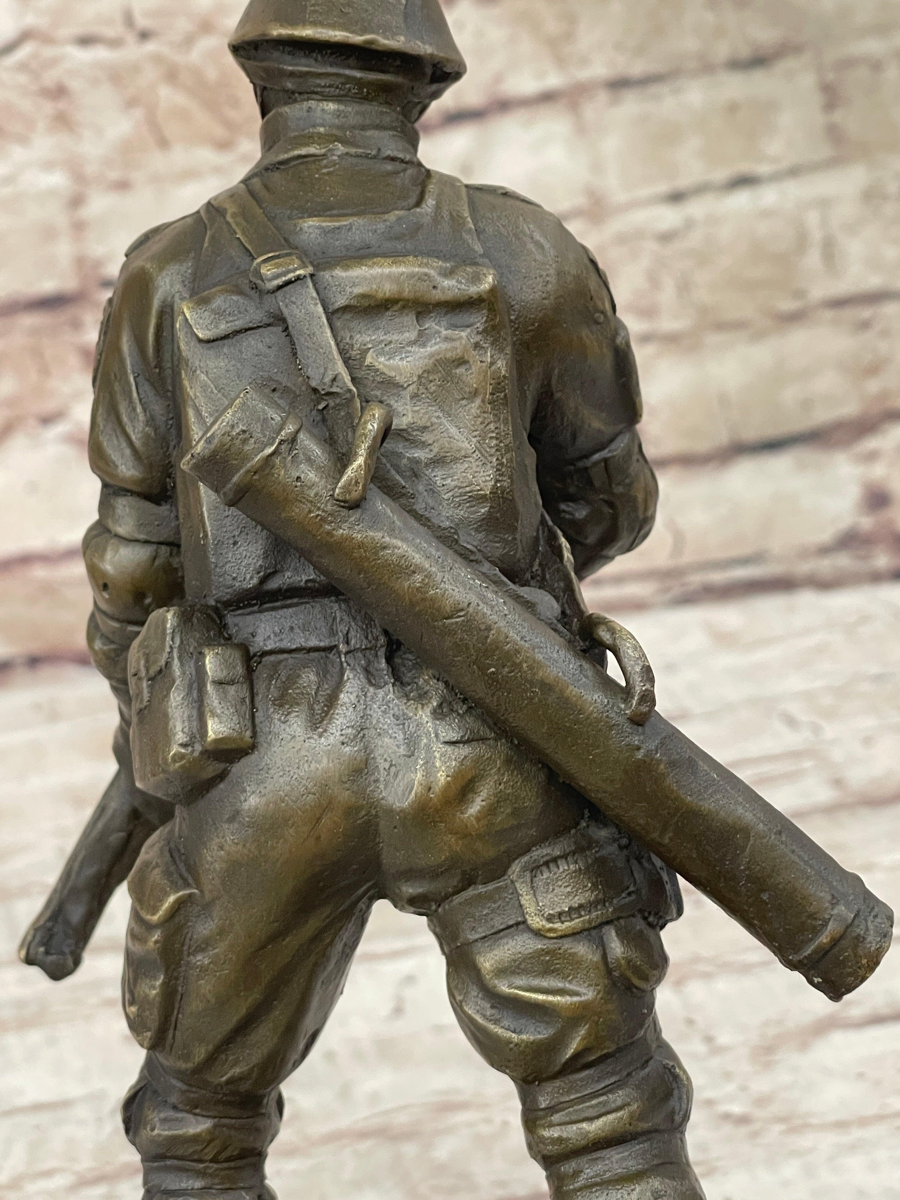 Signed Original Artwork by Milo Soldier Holding Rifle Bronze Sculpture