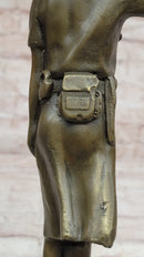 Hot Cast Bronze Female Cadet Soldier Officer on Marble Base