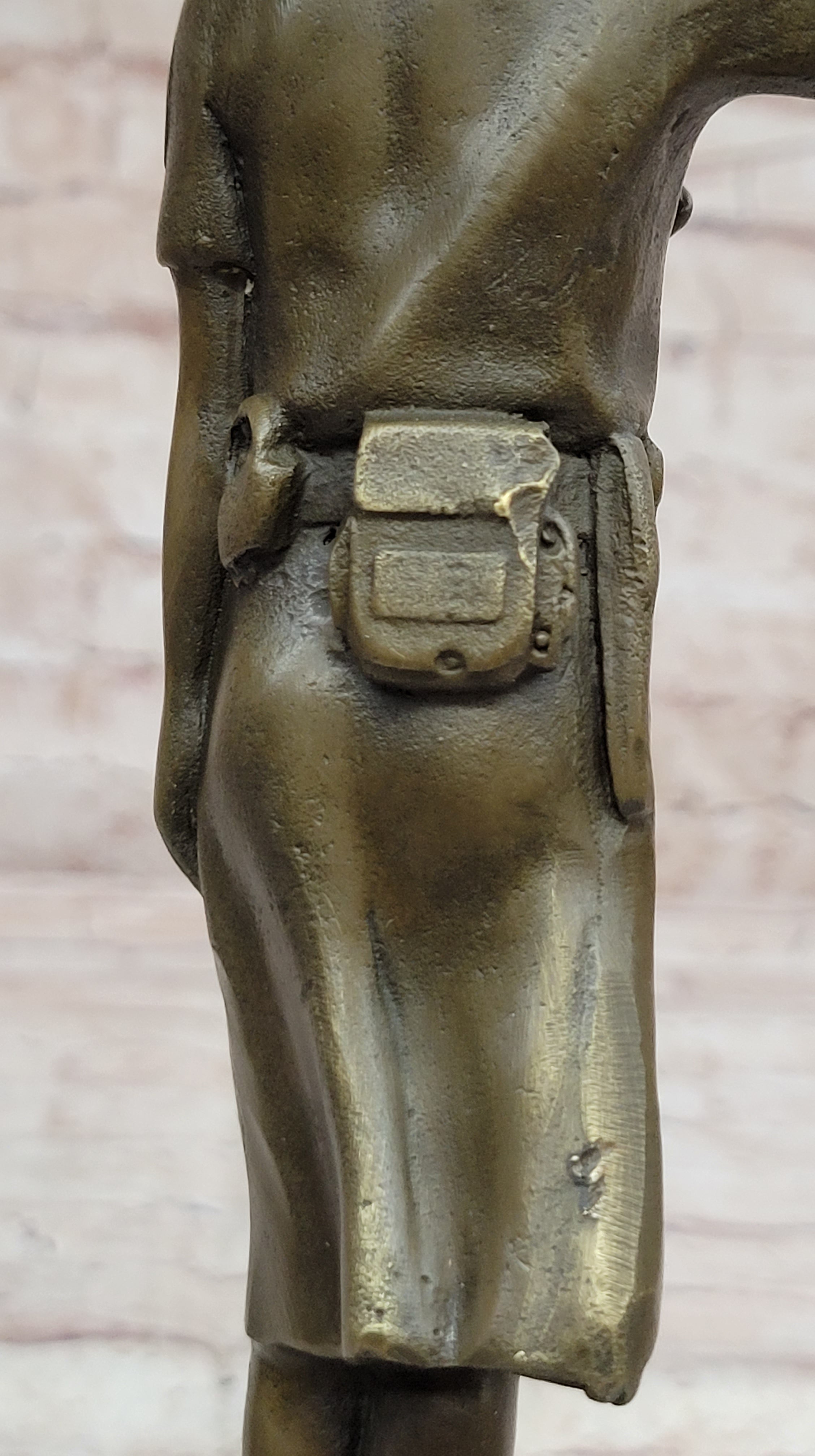 Hot Cast Bronze Female Cadet Soldier Officer on Marble Base