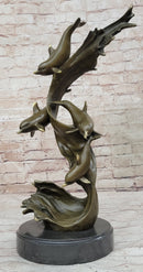 American Artist Williams Four Dolphins Swimming Bronze