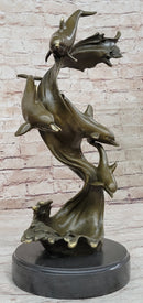 American Artist Williams Four Dolphins Swimming Bronze