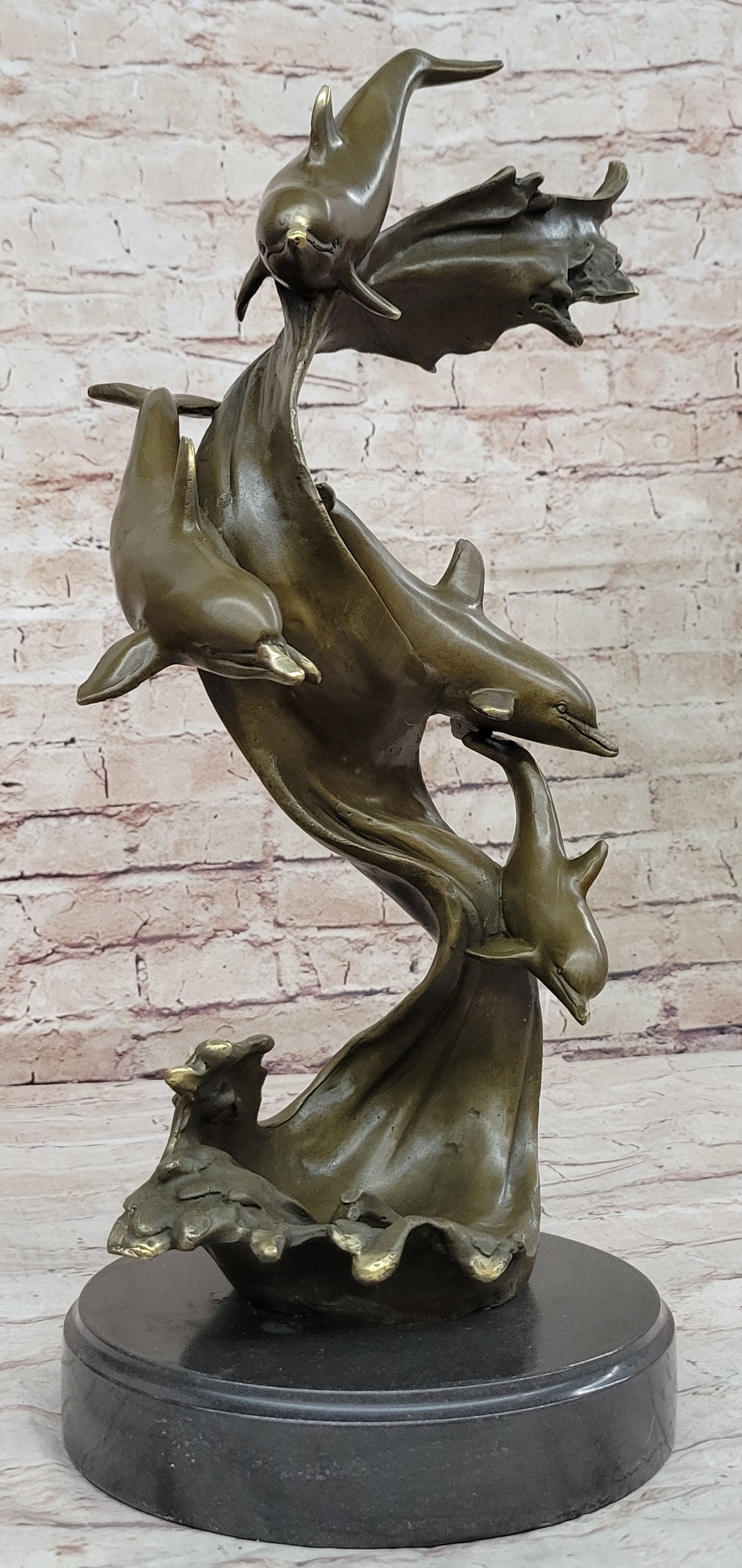 American Artist Williams Four Dolphins Swimming Bronze
