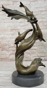 American Artist Williams Four Dolphins Swimming Bronze