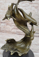 American Artist Williams Four Dolphins Swimming Bronze