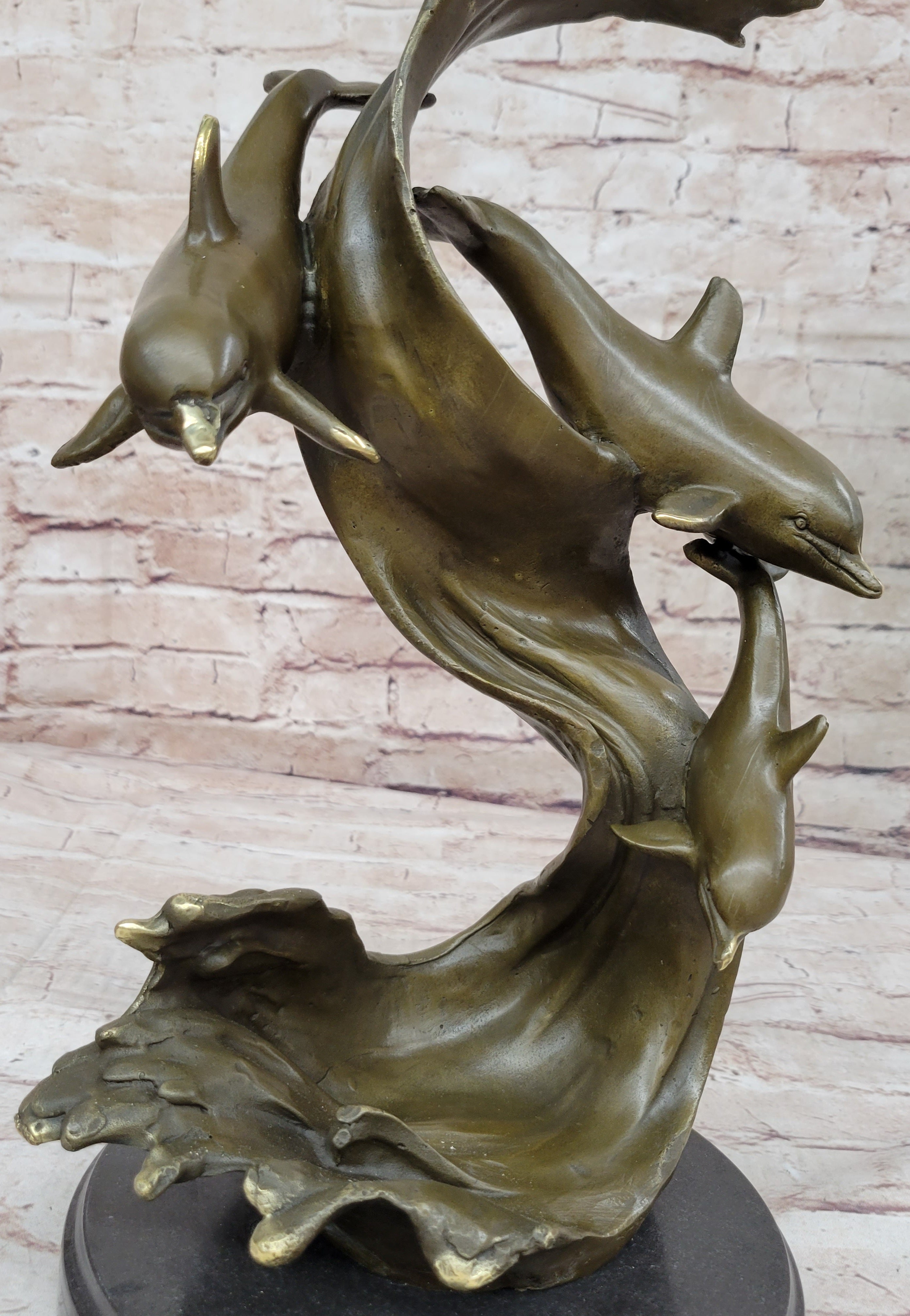 American Artist Williams Four Dolphins Swimming Bronze