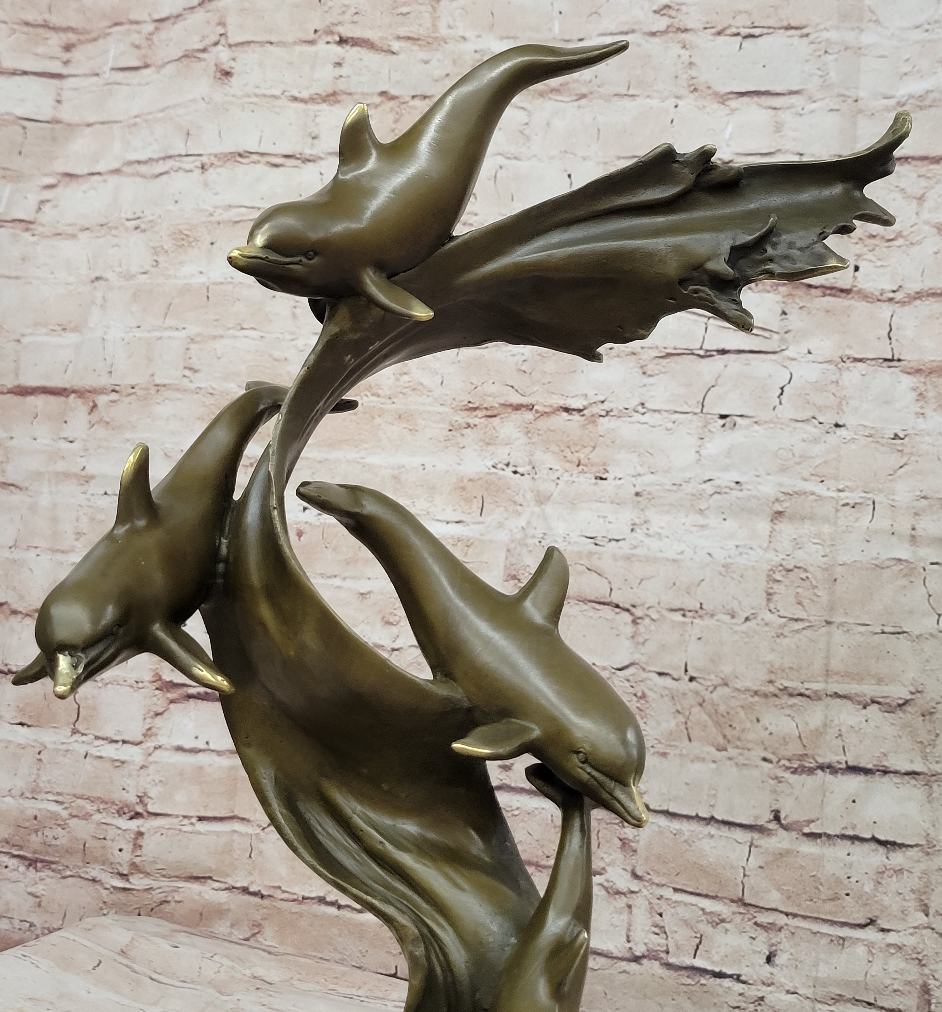 American Artist Williams Four Dolphins Swimming Bronze