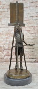 Young Artist Bronze – Boy with Easel on Marble Base