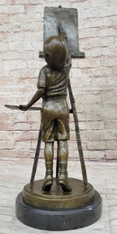 Young Artist Bronze – Boy with Easel on Marble Base