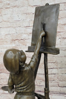 Young Artist Bronze – Boy with Easel on Marble Base