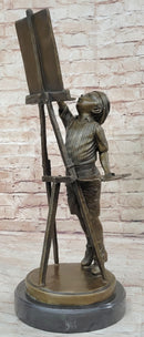 Young Artist Bronze – Boy with Easel on Marble Base