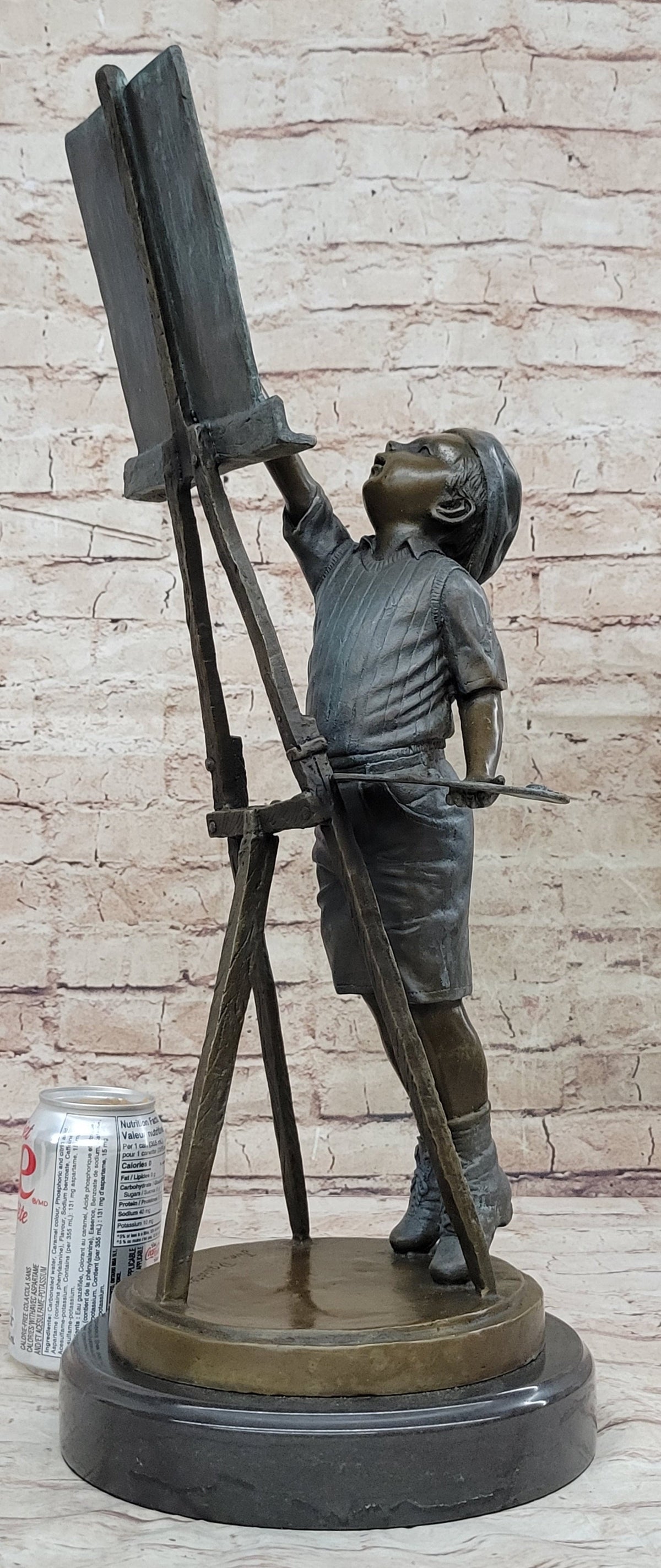 Young Boy Painting on Easel w/ Pallet - Bronze Sculpture