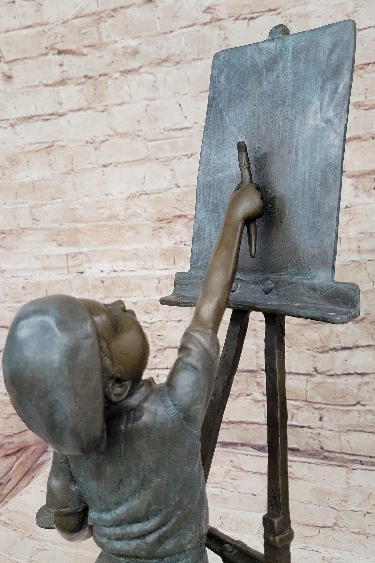Young Boy Painting on Easel w/ Pallet - Bronze Sculpture