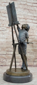 Young Boy Painting on Easel w/ Pallet - Bronze Sculpture