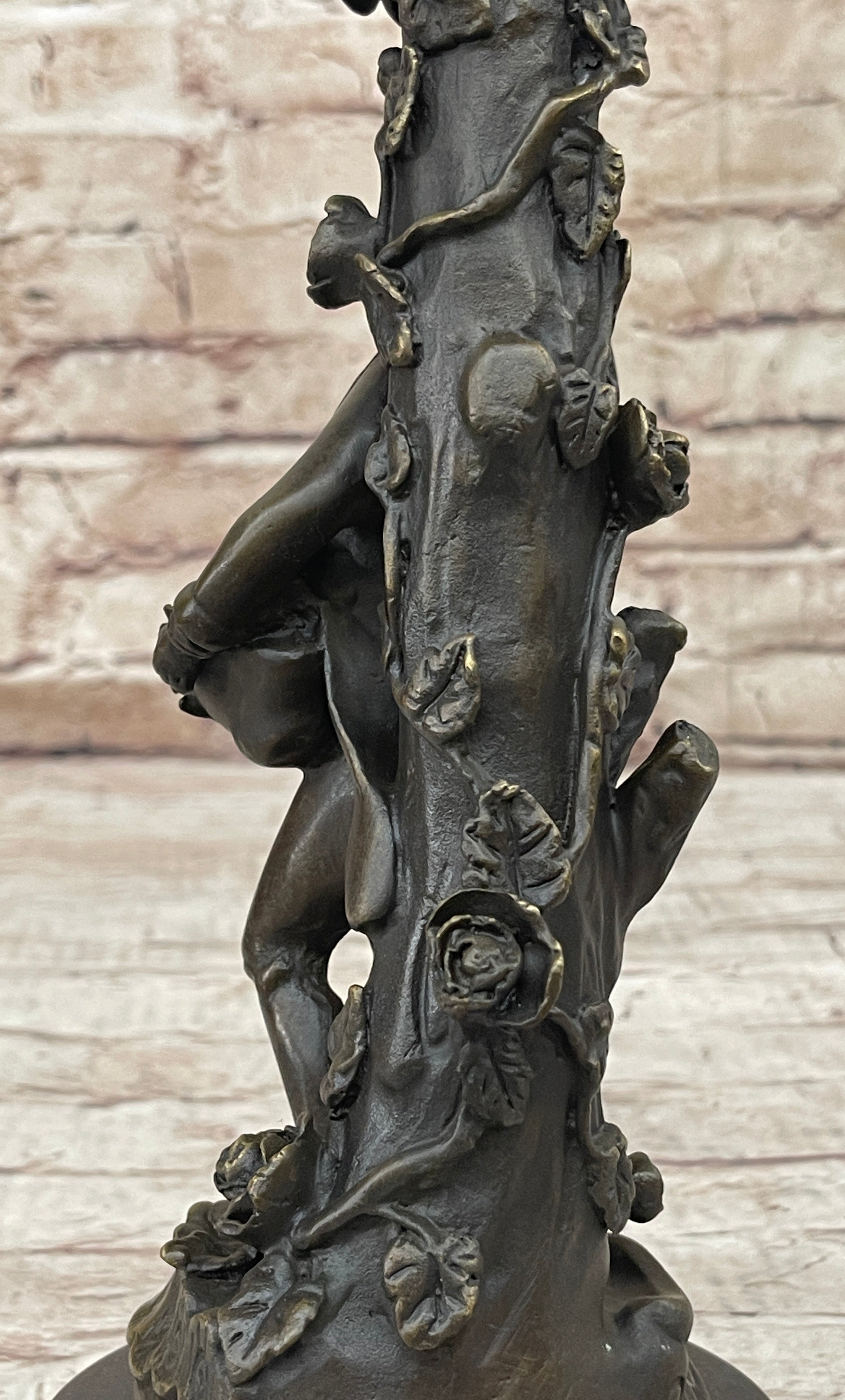 Signed Evan Stone Colonial Man Holding Flower Bronze Candle Holder