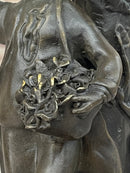 Signed Evan Stone Colonial Man Holding Flower Bronze Candle Holder