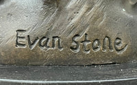 Signed Evan Stone Colonial Man Holding Flower Bronze Candle Holder