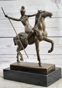 Hippolyta Amazon Warrior Princess Nude Girl on Horseback Bronze Statue Sculpture