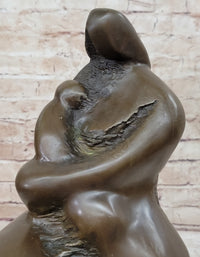 Abstract Modern Mother and Child by Botero Bronze Sculpture